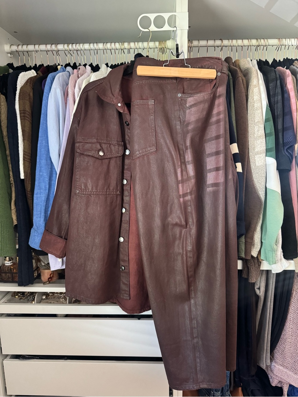 H&M Brown Wax Denim Set